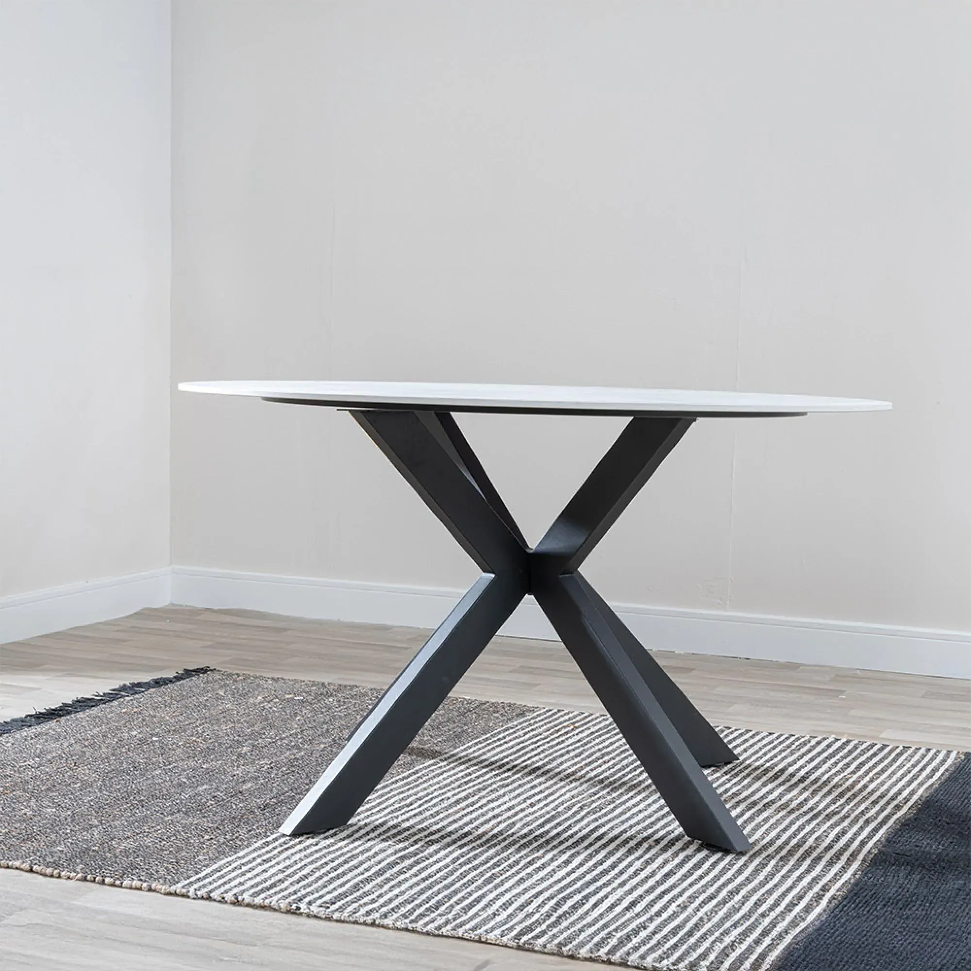 Novara 4-Seater Round Dining Table - White, Ceramic