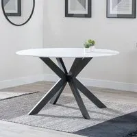 Novara 4-Seater Round Dining Table - White, Ceramic