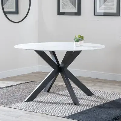 Novara 4-Seater Round Dining Table - White, Ceramic