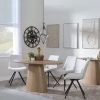 Palma Oval Dining Set with Boden Chair - Oak, Cream Fabric