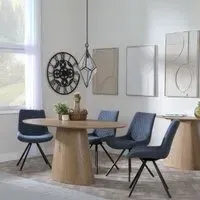 Palma Oval Dining Set with Boden Chair - Oak, Dark Grey Fabric