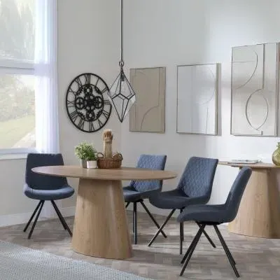 Palma Oval Dining Set with Boden Chair - Oak, Dark Grey Fabric