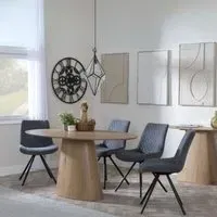 Palma Oval Dining Set with Boden Chair - Oak, Grey Fabric