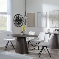 Palma Oval Dining Set with Boden Chair - Walnut, Cream Fabric