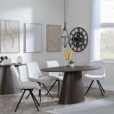 Palma Oval Dining Set with Boden Chair - Walnut, Cream Fabric