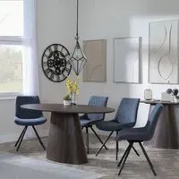 Palma Oval Dining Set with Boden Chair - Walnut, Dark Grey Fabric