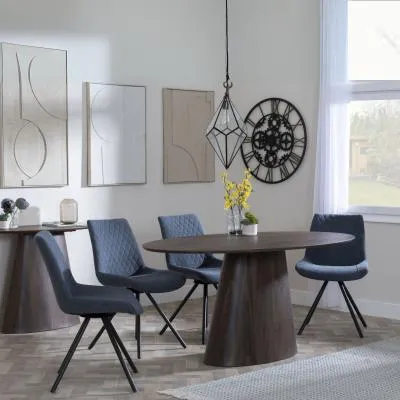 Palma Oval Dining Set with Boden Chair - Walnut, Dark Grey Fabric