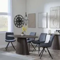 Palma Oval Dining Set with Boden Chair - Walnut, Grey Fabric