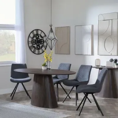 Palma Oval Dining Set with Boden Chair - Walnut, Grey Fabric