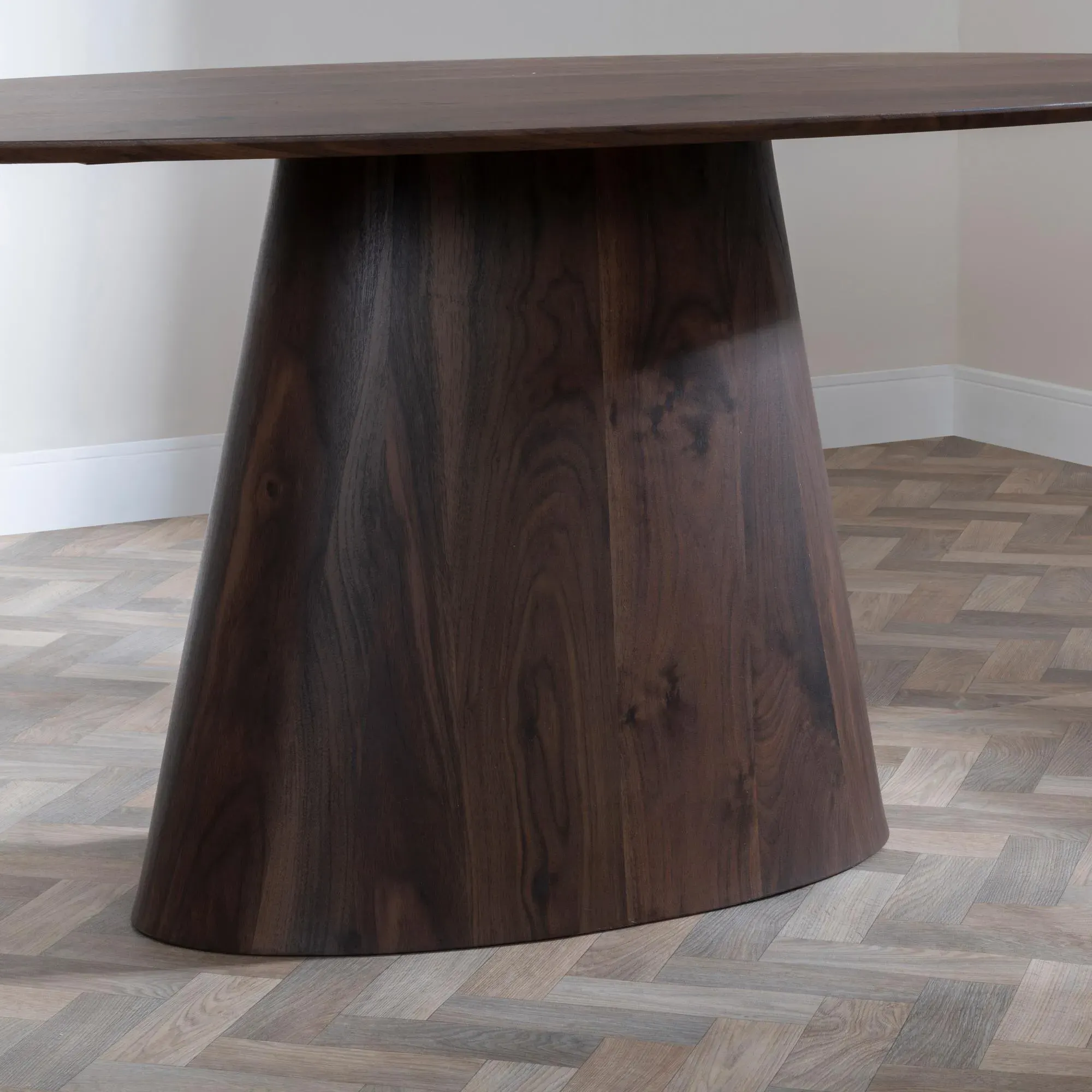 Palma Oval Dining Set with Corona Chair - Walnut, Grey Fabric