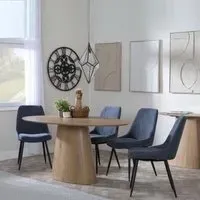 Palma Oval Dining Set with Darwin Chair - Oak, Dark Grey Fabric