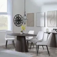 Palma Oval Dining Set with Darwin Chair - Walnut, Cream Fabric