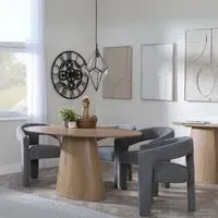 Palma Oval Dining Set with Kiefer Chair - Oak, Grey Boucle