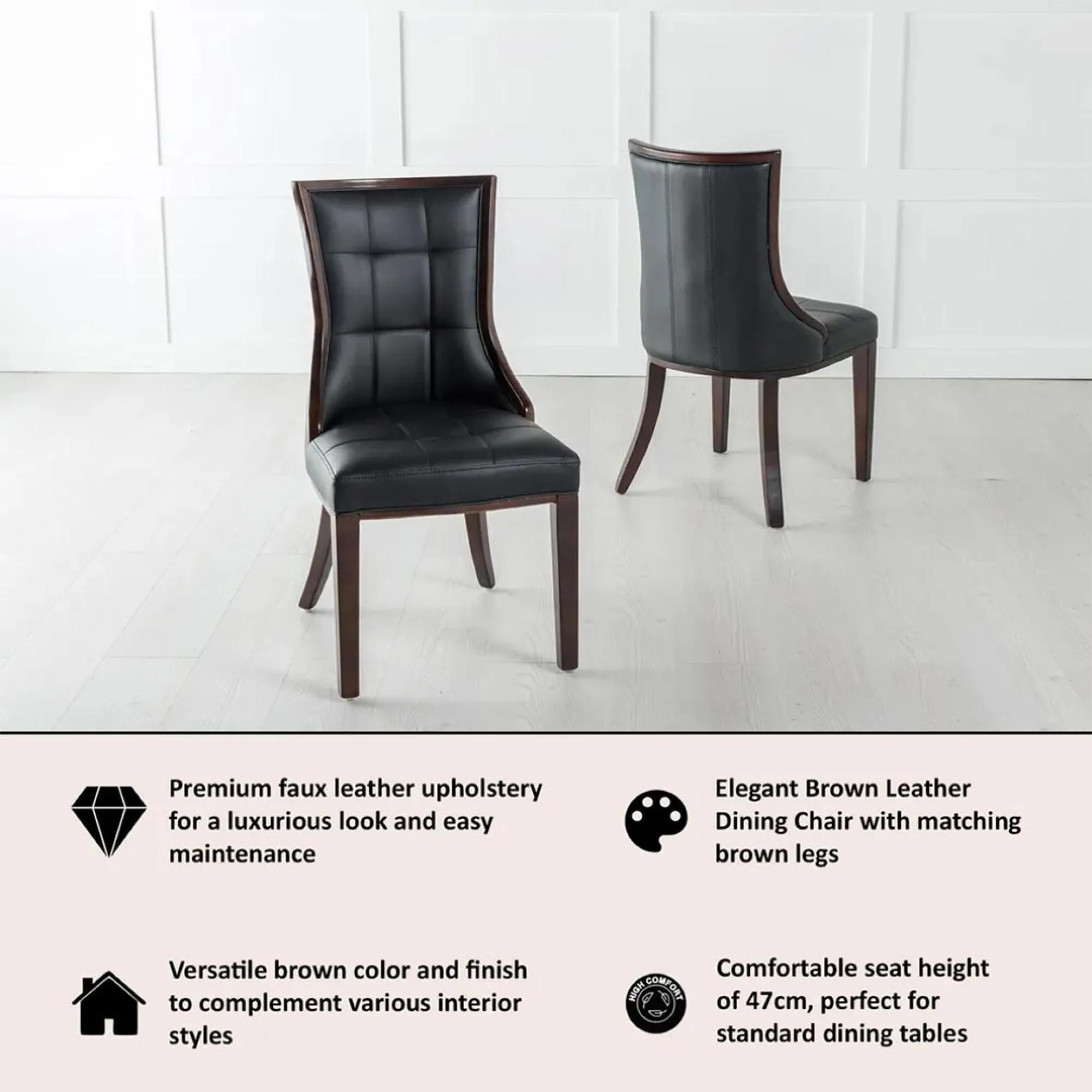 Paris Dining Chair - Brown, Faux Leather