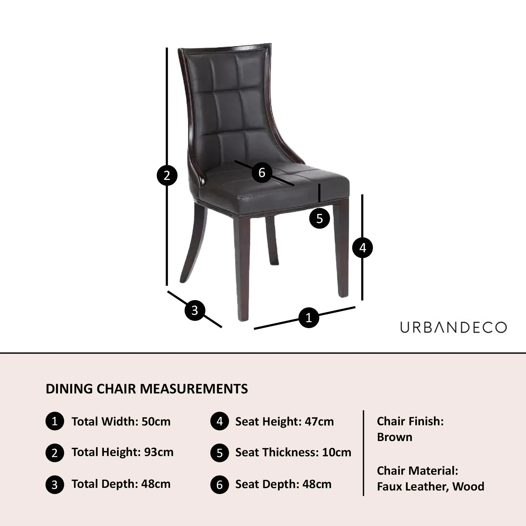 Paris Dining Chair - Brown, Faux Leather