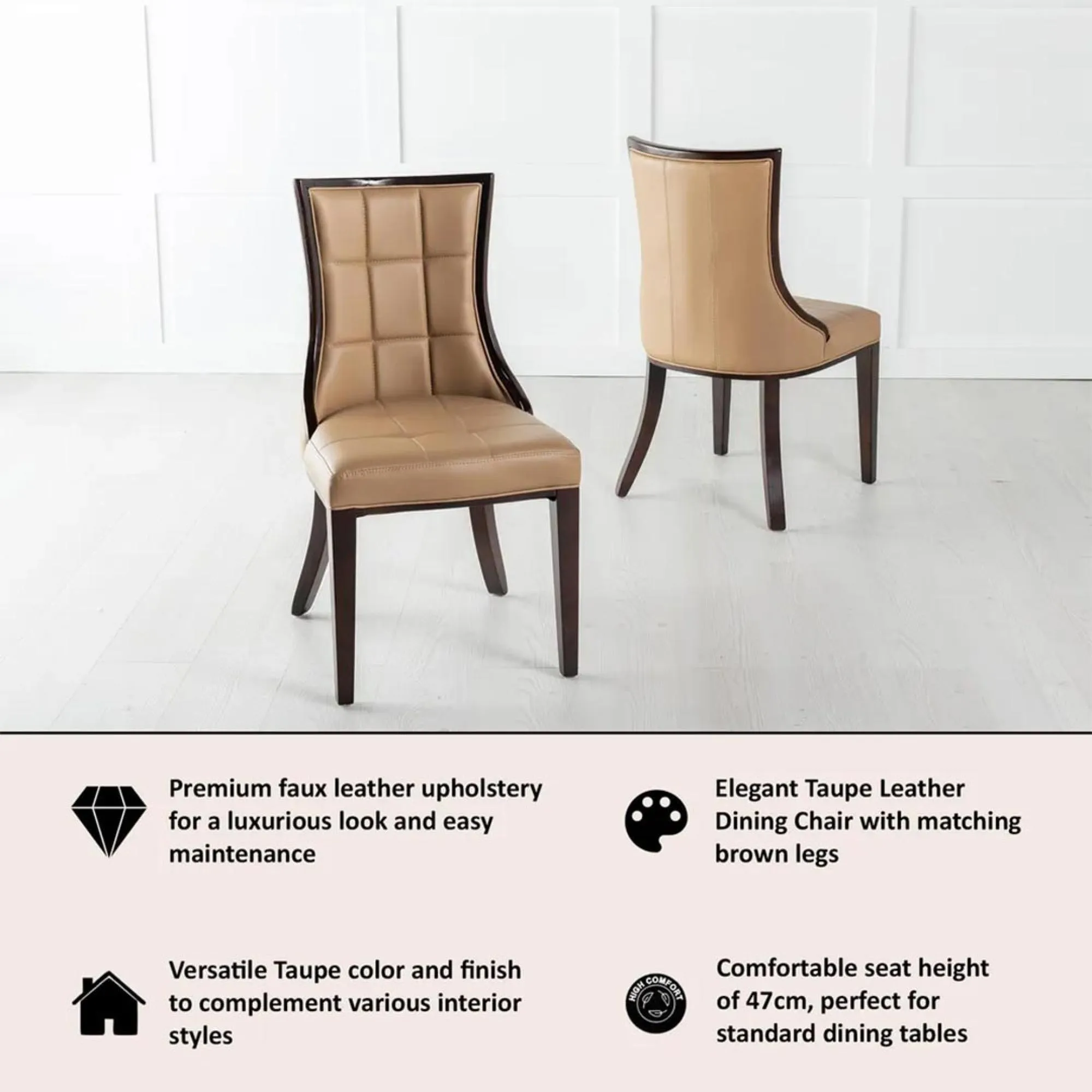 Paris Dining Chair - Taupe, Faux Leather