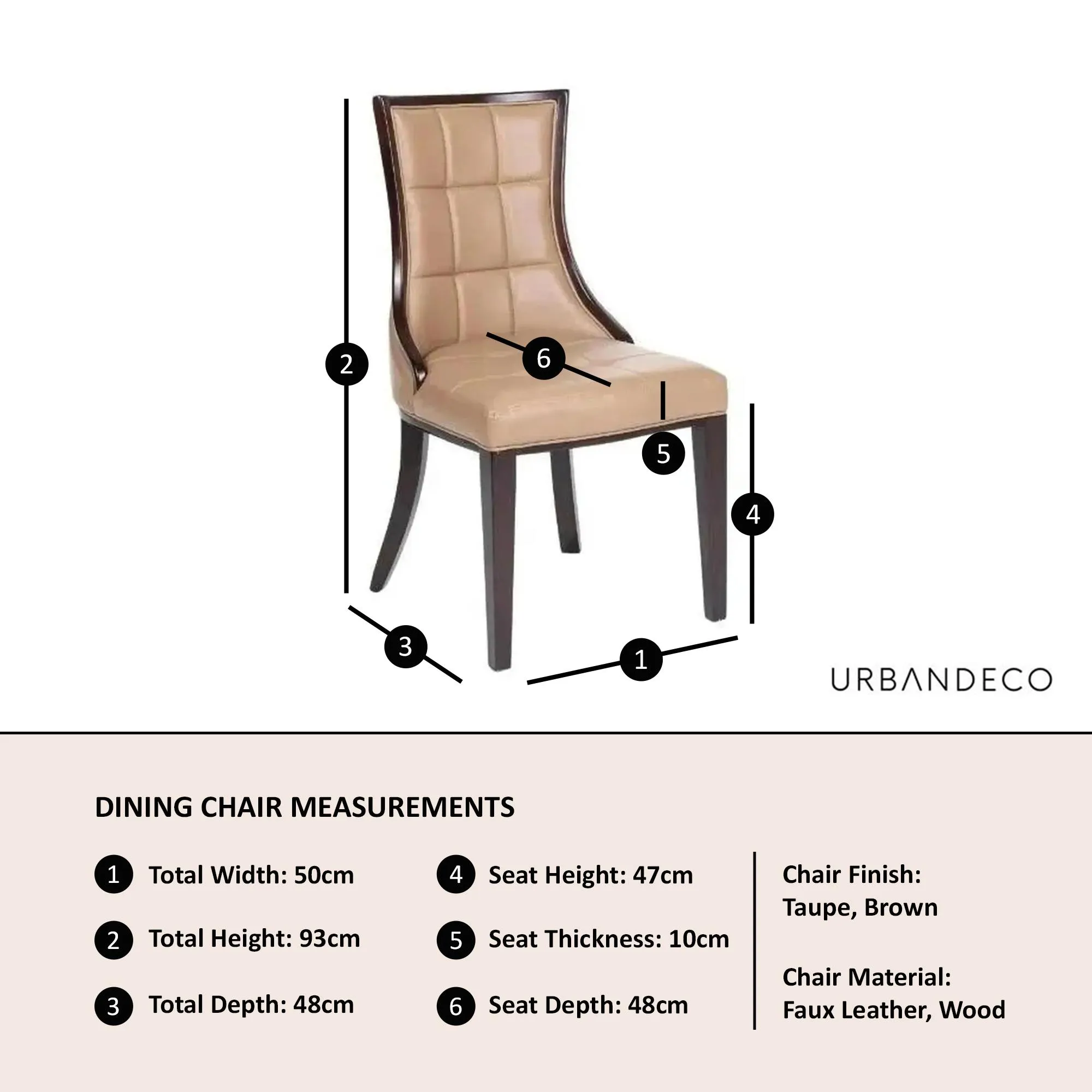 Paris Dining Chair - Taupe, Faux Leather