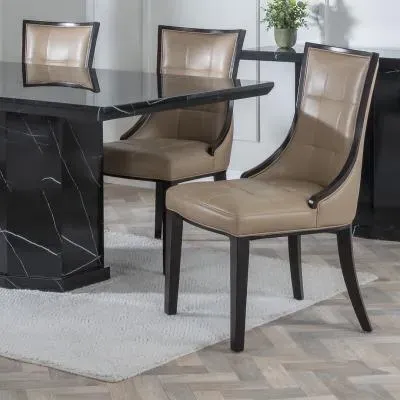 Paris Dining Chair - Taupe, Faux Leather