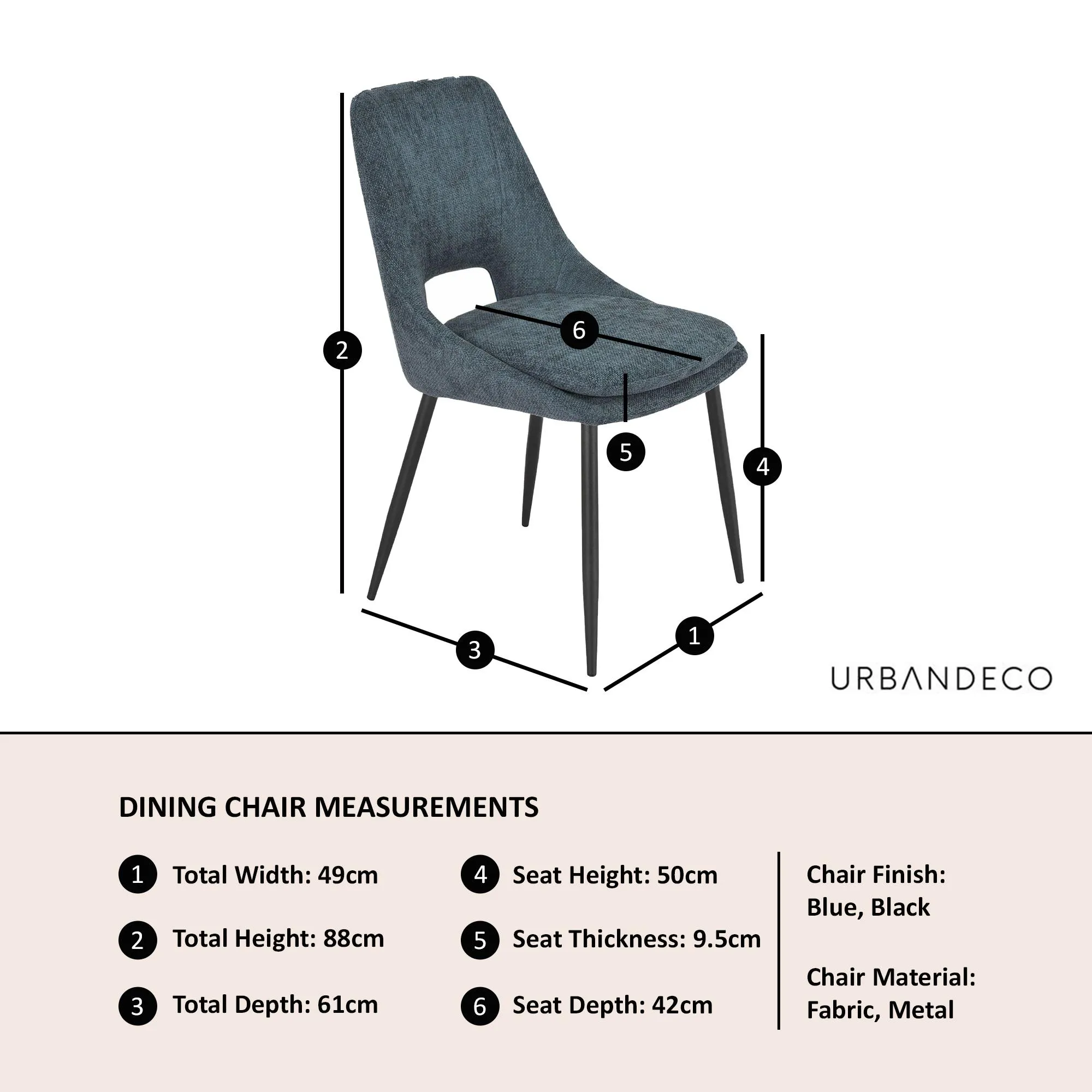 Peyton Dining Chair - Blue, Boucle Fabric