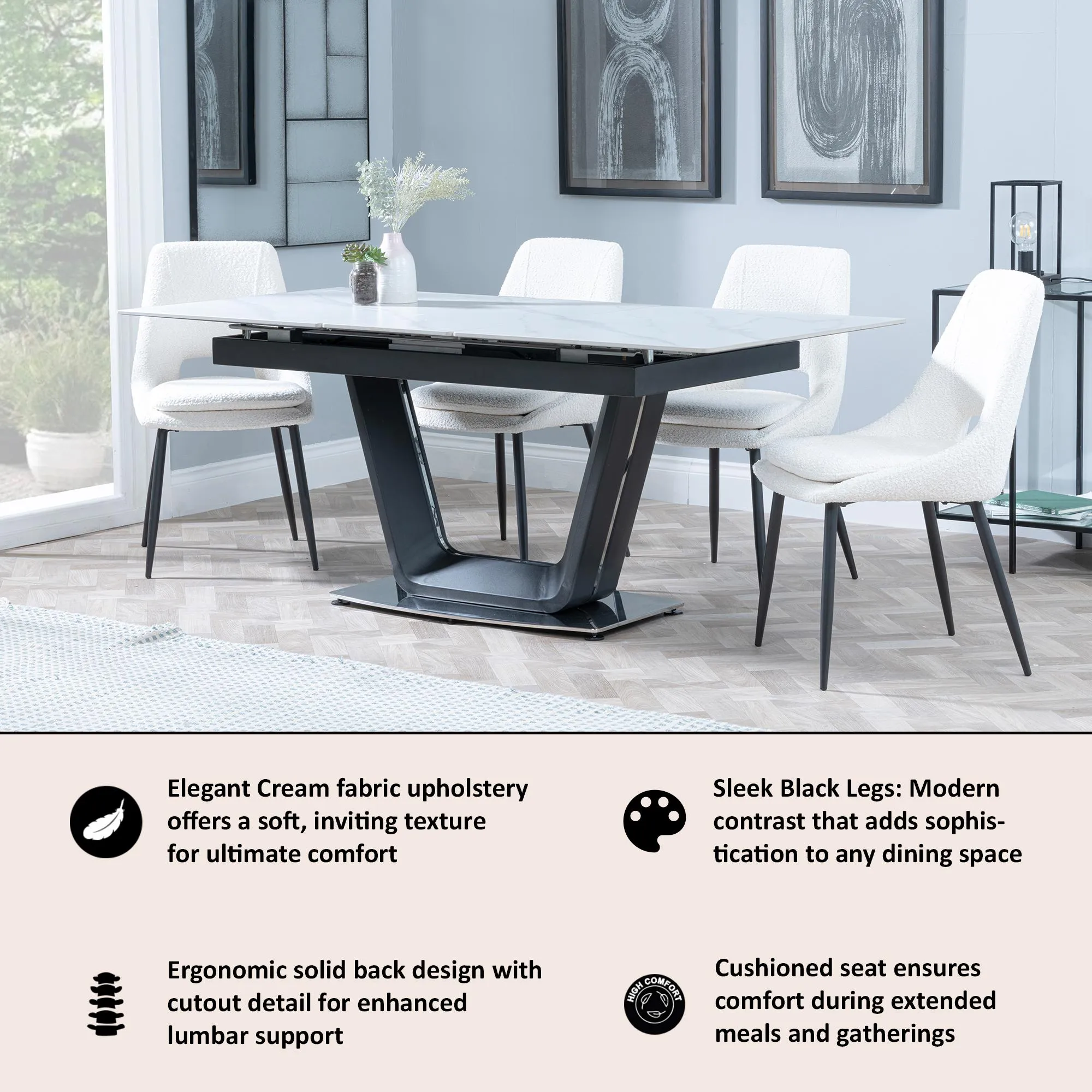 Peyton Dining Chair - Cream, Boucle