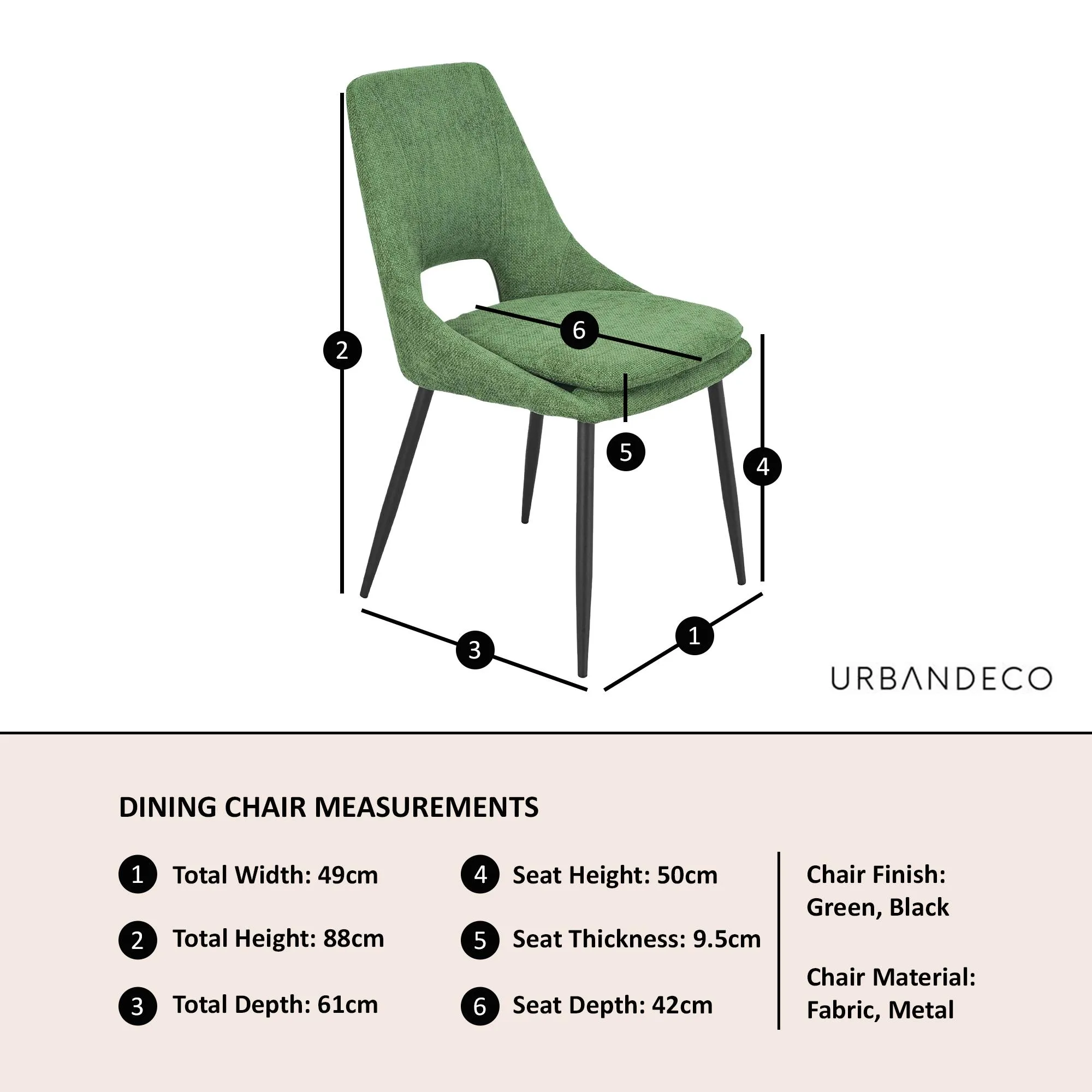 Peyton Dining Chair - Green, Boucle Fabric