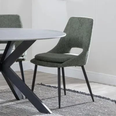 Peyton Dining Chair - Green, Boucle Fabric