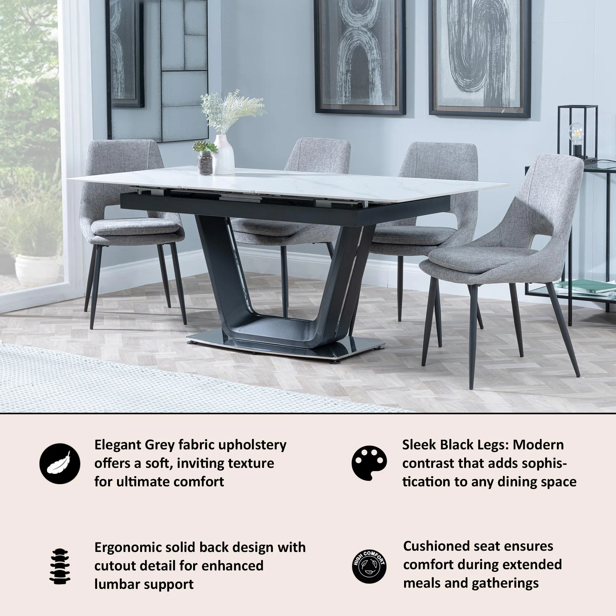 Peyton Dining Chair - Grey, Boucle Fabric