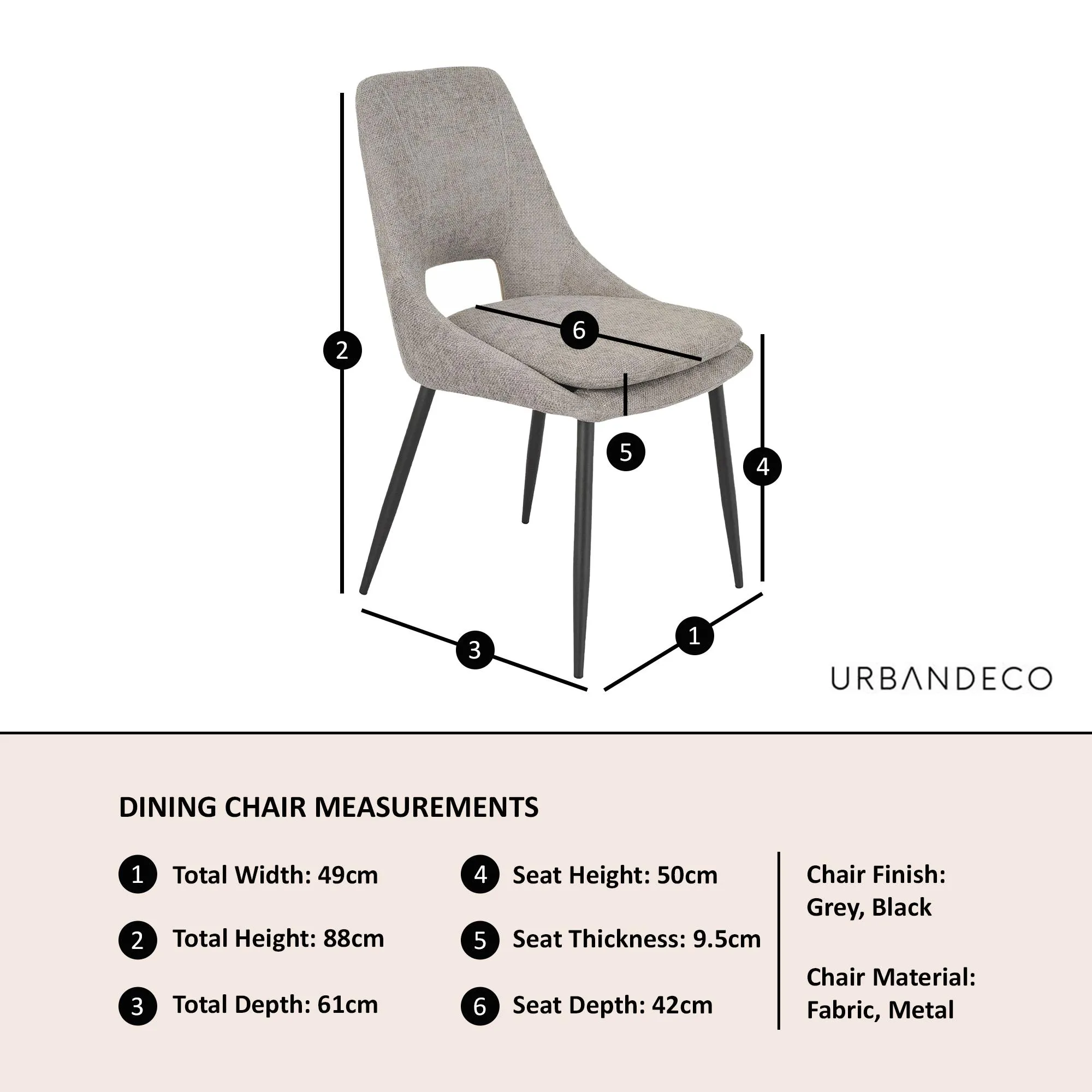 Peyton Dining Chair - Grey, Boucle Fabric