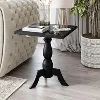 Pimlico Pedestal Side Table - Black, Mango Wood