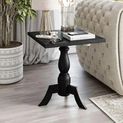 Pimlico Pedestal Side Table - Black, Mango Wood image