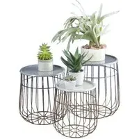 Quinn Round Nesting Tables Set of 3 - Grey, Metal