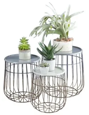 Quinn Round Nesting Tables Set of 3 - Grey, Metal