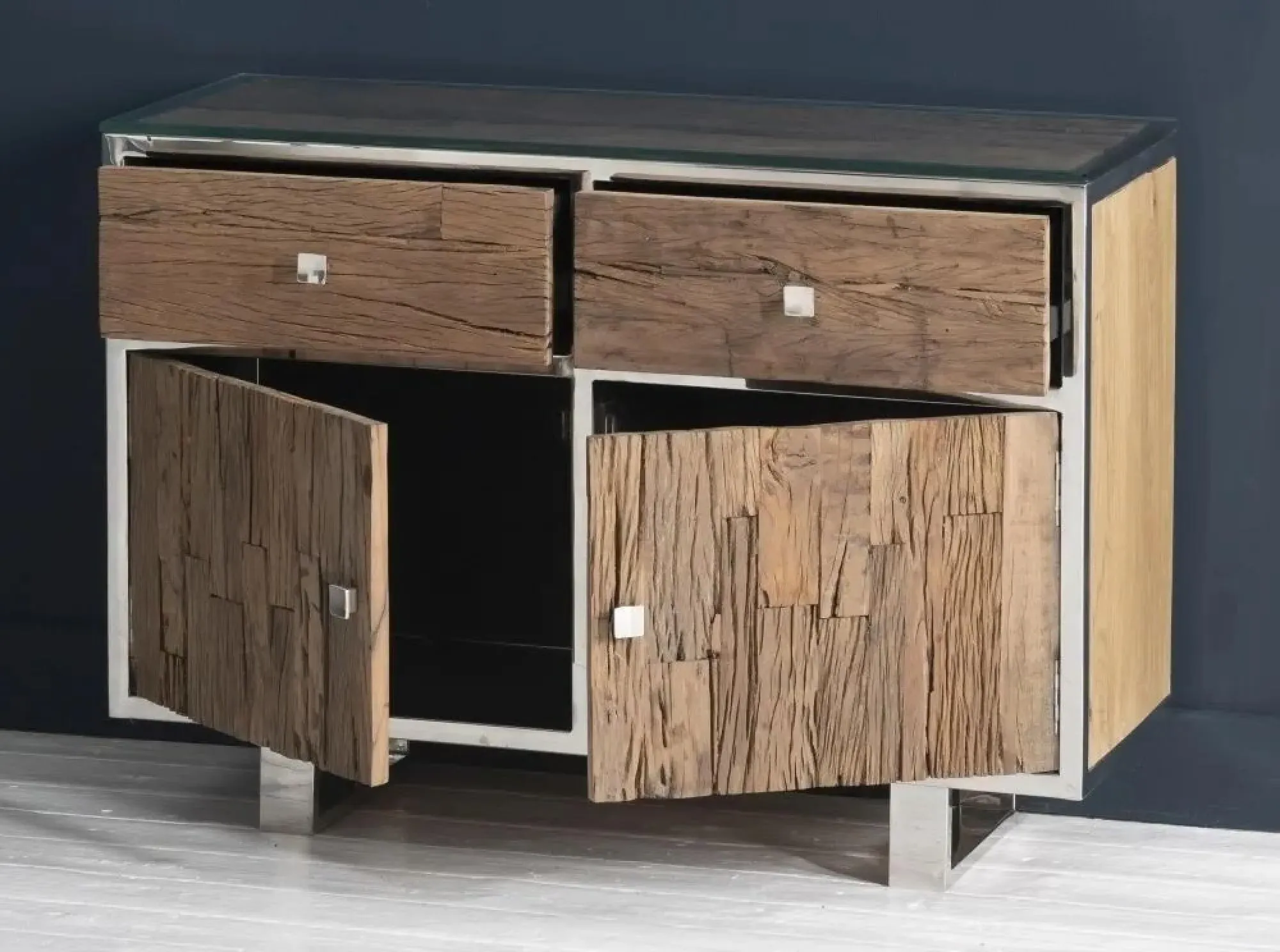 Railway Sleeper Small Sideboard - Chrome