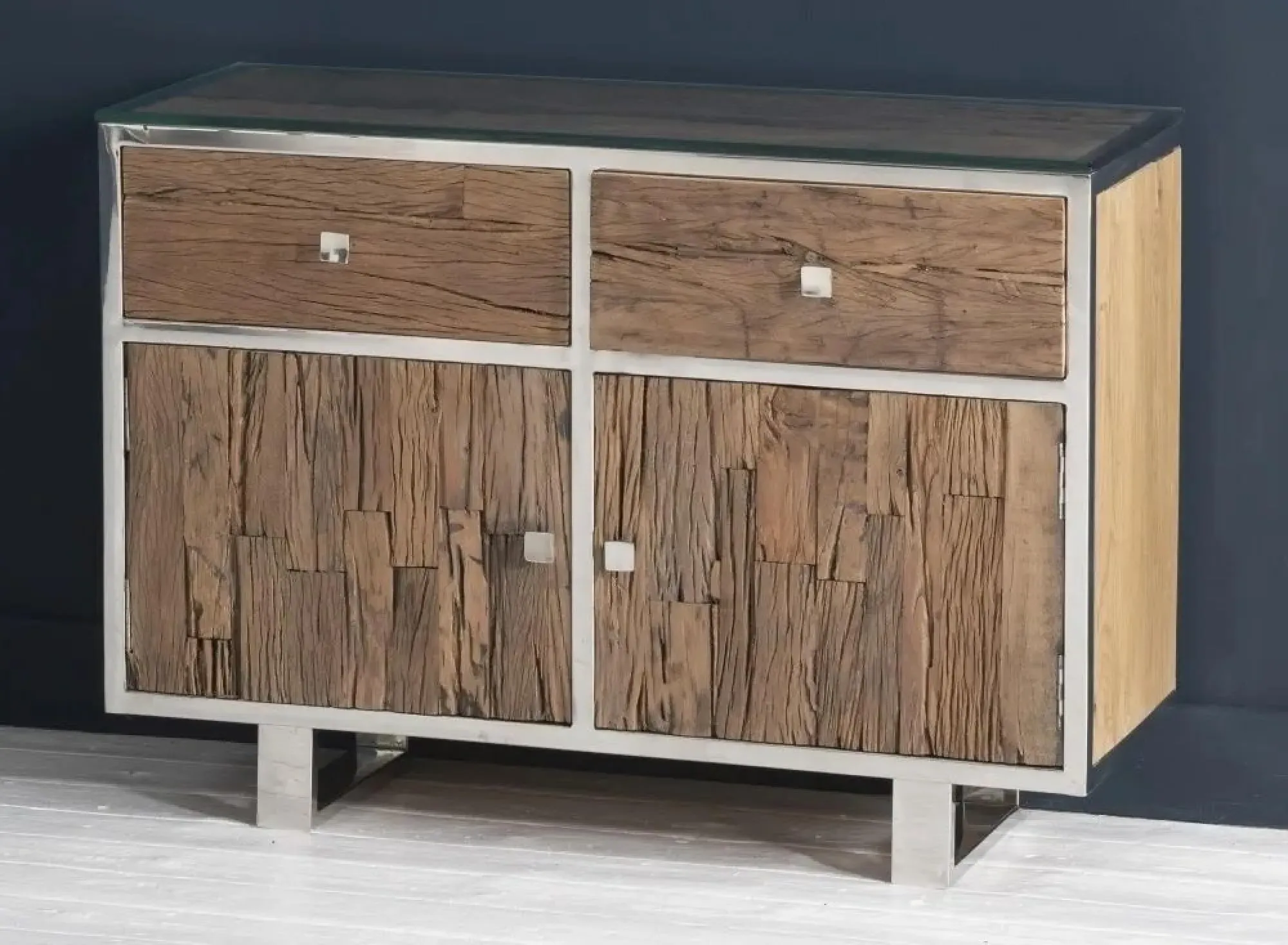 Railway Sleeper Small Sideboard - Chrome