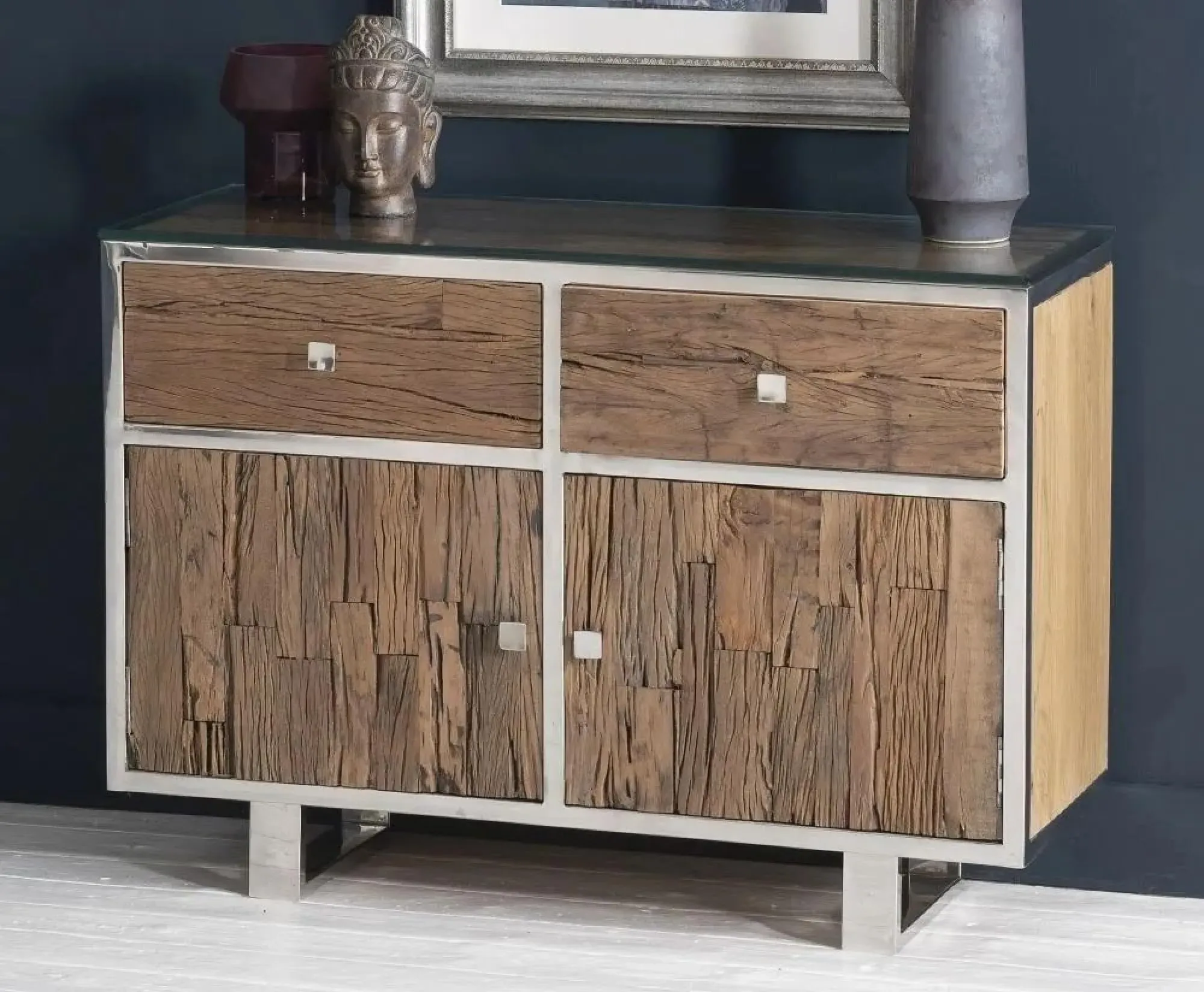 Railway Sleeper Small Sideboard - Chrome