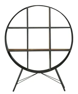 Reed Round Bookshelf with 6 Shelves - Black, Metal