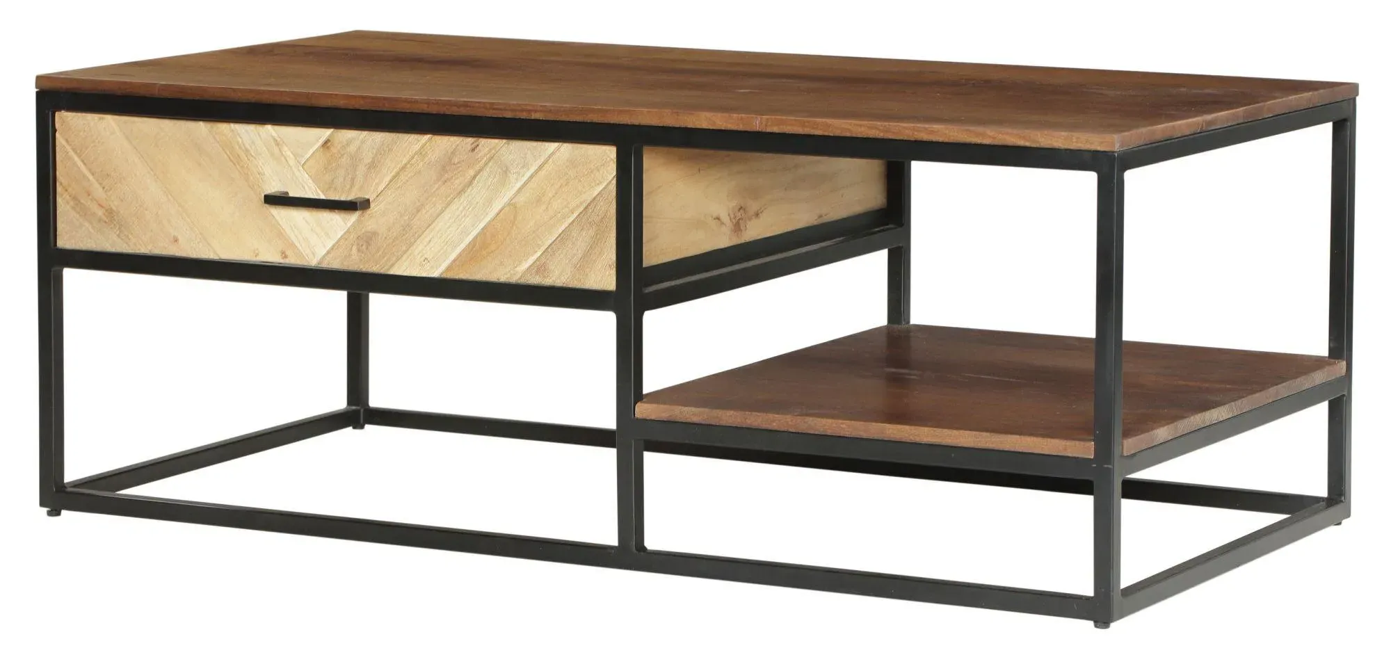 Rennes Chevron Coffee Table with Storage - Natural, Mango Wood