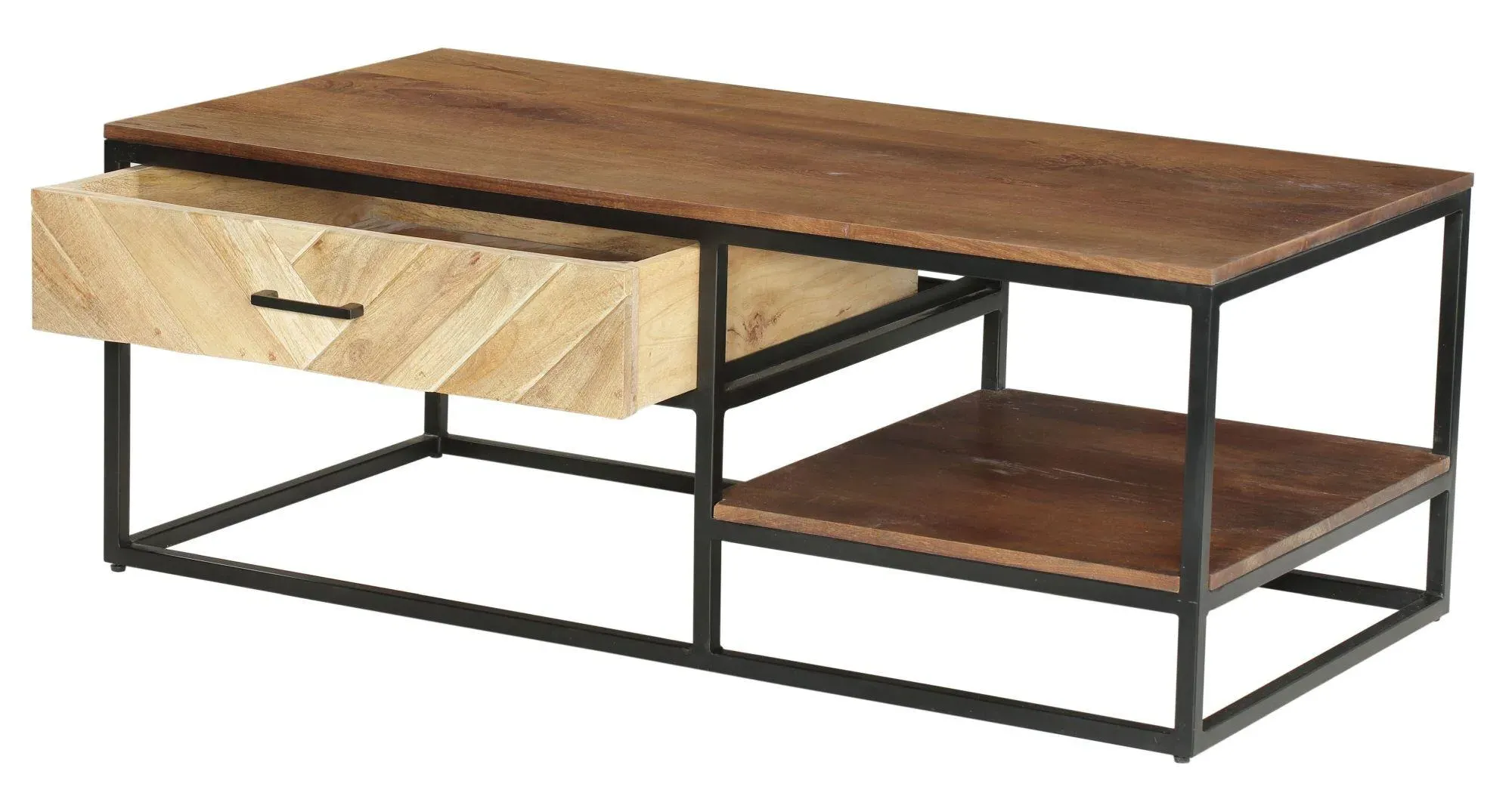 Rennes Chevron Coffee Table with Storage - Natural, Mango Wood