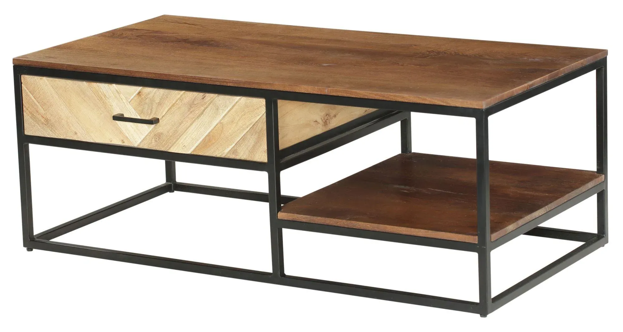 Rennes Chevron Coffee Table with Storage - Natural, Mango Wood