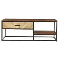 Rennes Chevron Coffee Table with Storage - Natural, Mango Wood