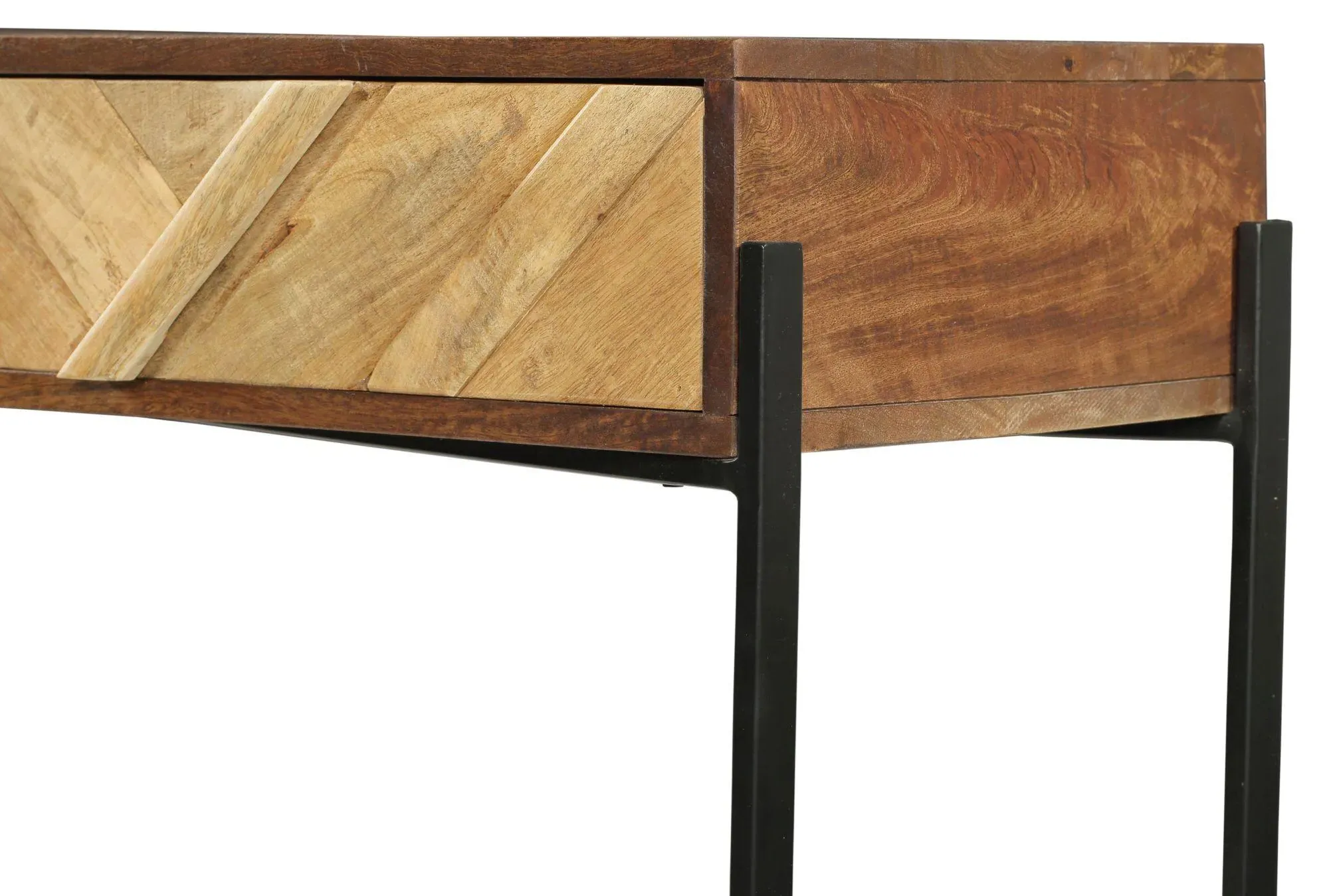 Rennes Chevron Console Table with Storage - Natural, Mango Wood