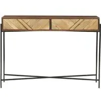 Rennes Chevron Console Table with Storage - Natural, Mango Wood