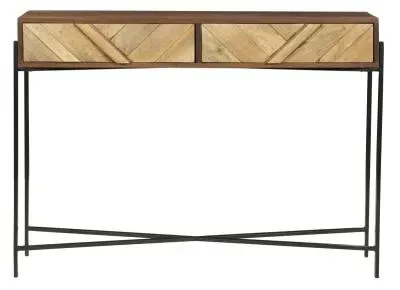 Rennes Chevron Console Table with Storage - Natural, Mango Wood