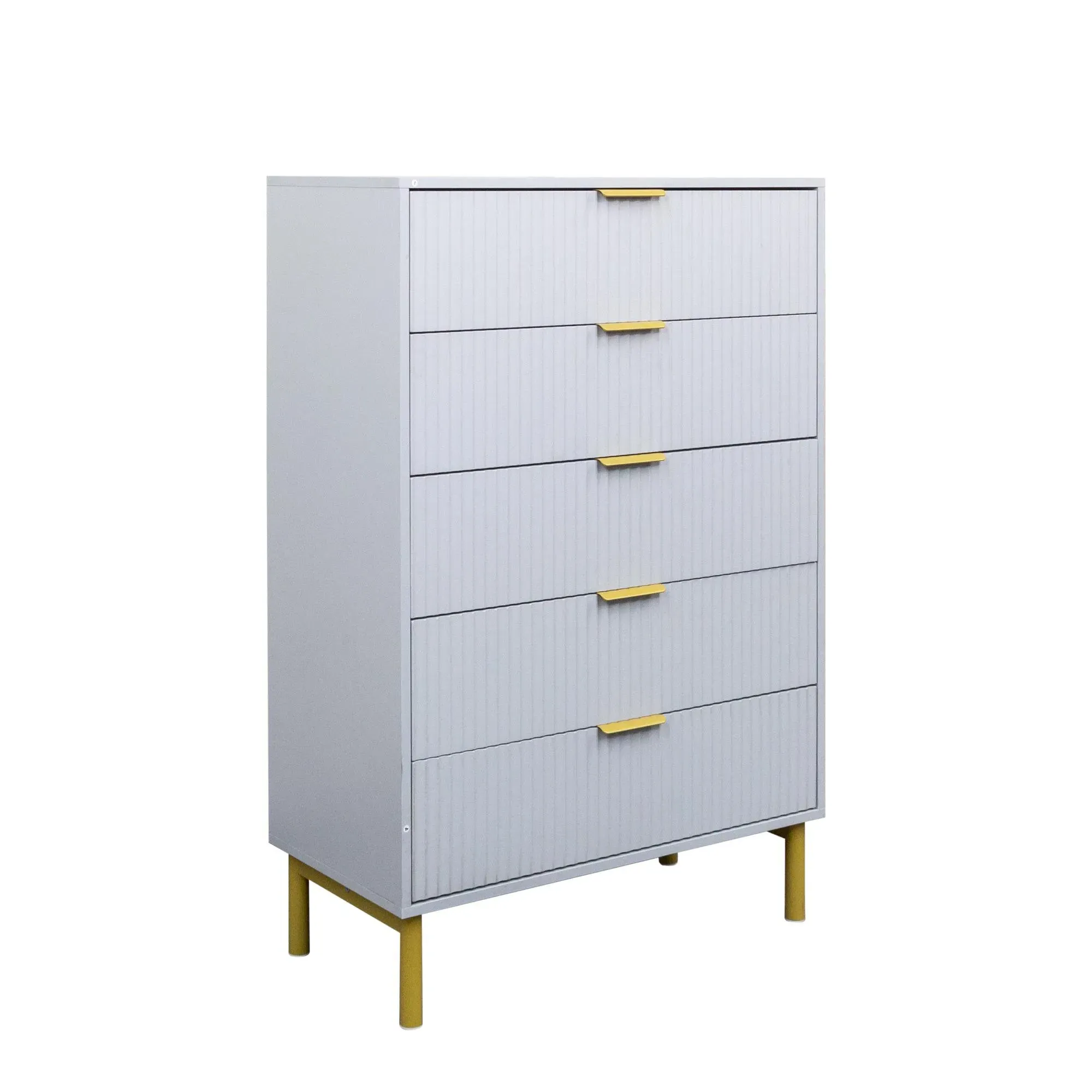 Ridged 5 Drawer Chest - Grey, MDF