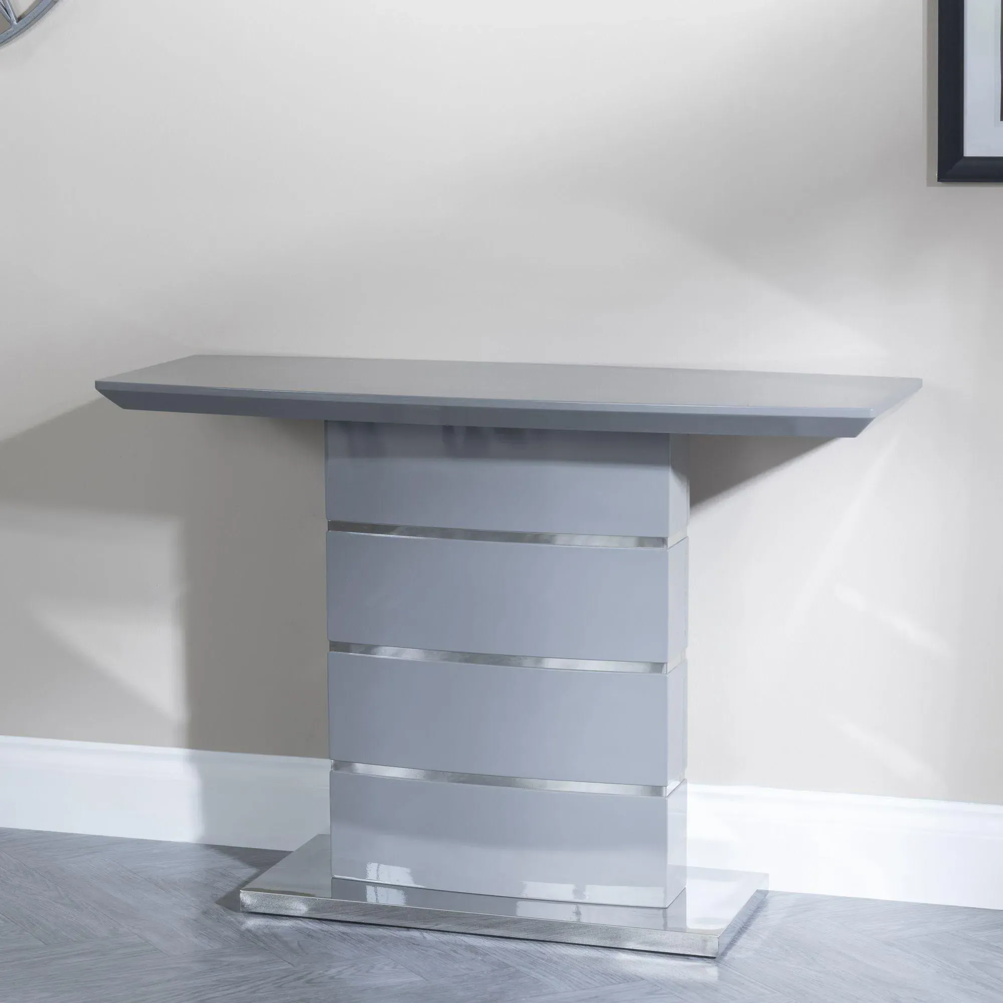 Rimini Console Table - Grey, High Gloss
