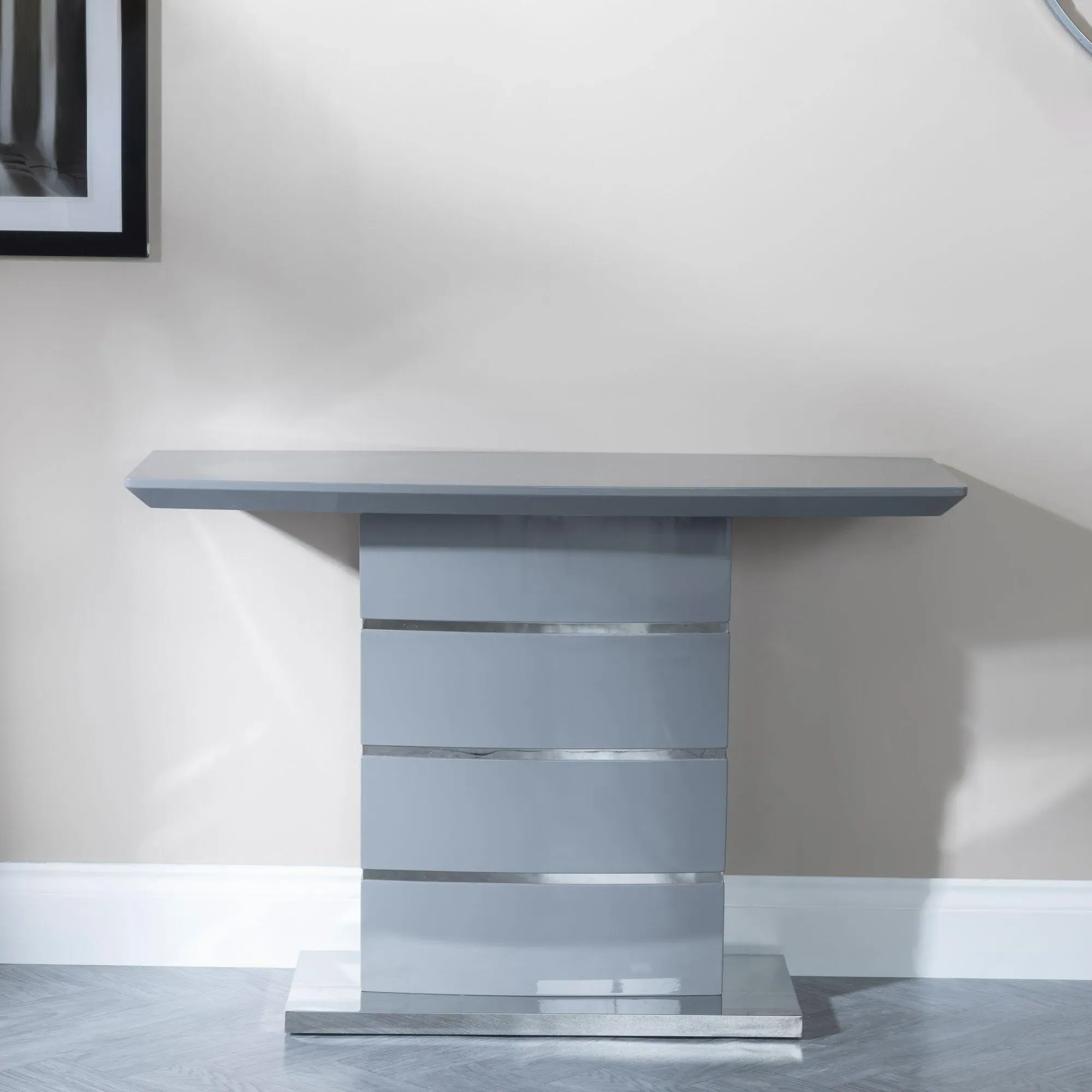 Rimini Console Table - Grey, High Gloss