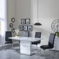 Rimini Roma Dining Set - White Gloss, Faux Leather