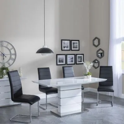 Rimini Roma Dining Set - White Gloss, Faux Leather image
