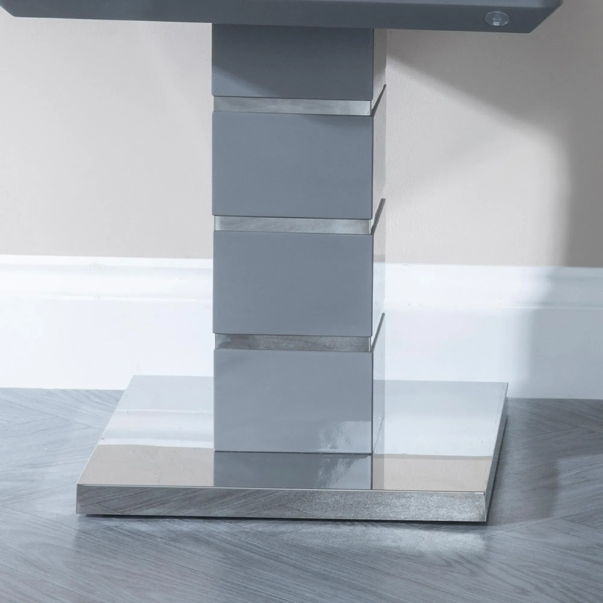 Rimini Square Lamp Table - Grey, High Gloss