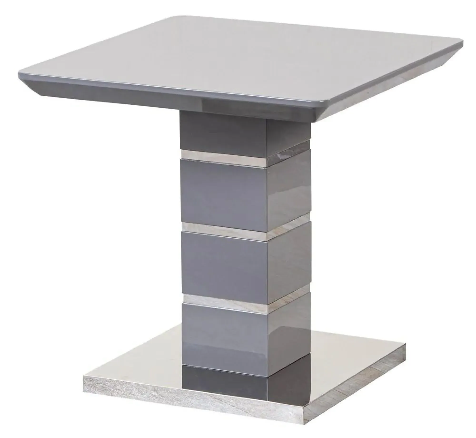 Rimini Square Lamp Table - Grey, High Gloss